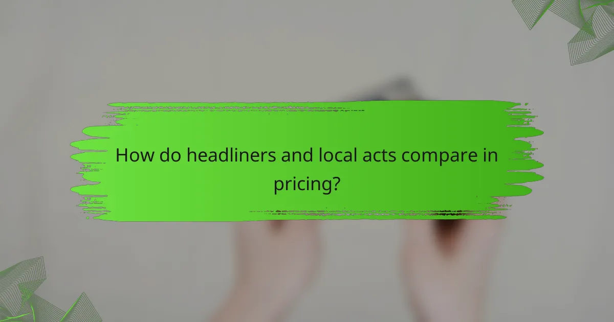 How do headliners and local acts compare in pricing?