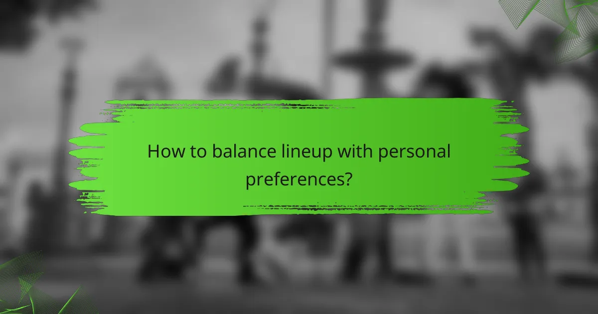 How to balance lineup with personal preferences?